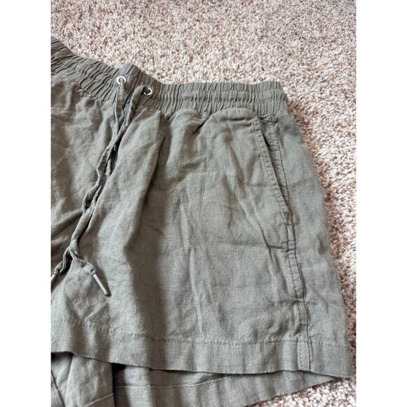 GAP Women's Linen Blend Shorts, size Medium, wide elastic waistband; Olive Green - Picture 5 of 9